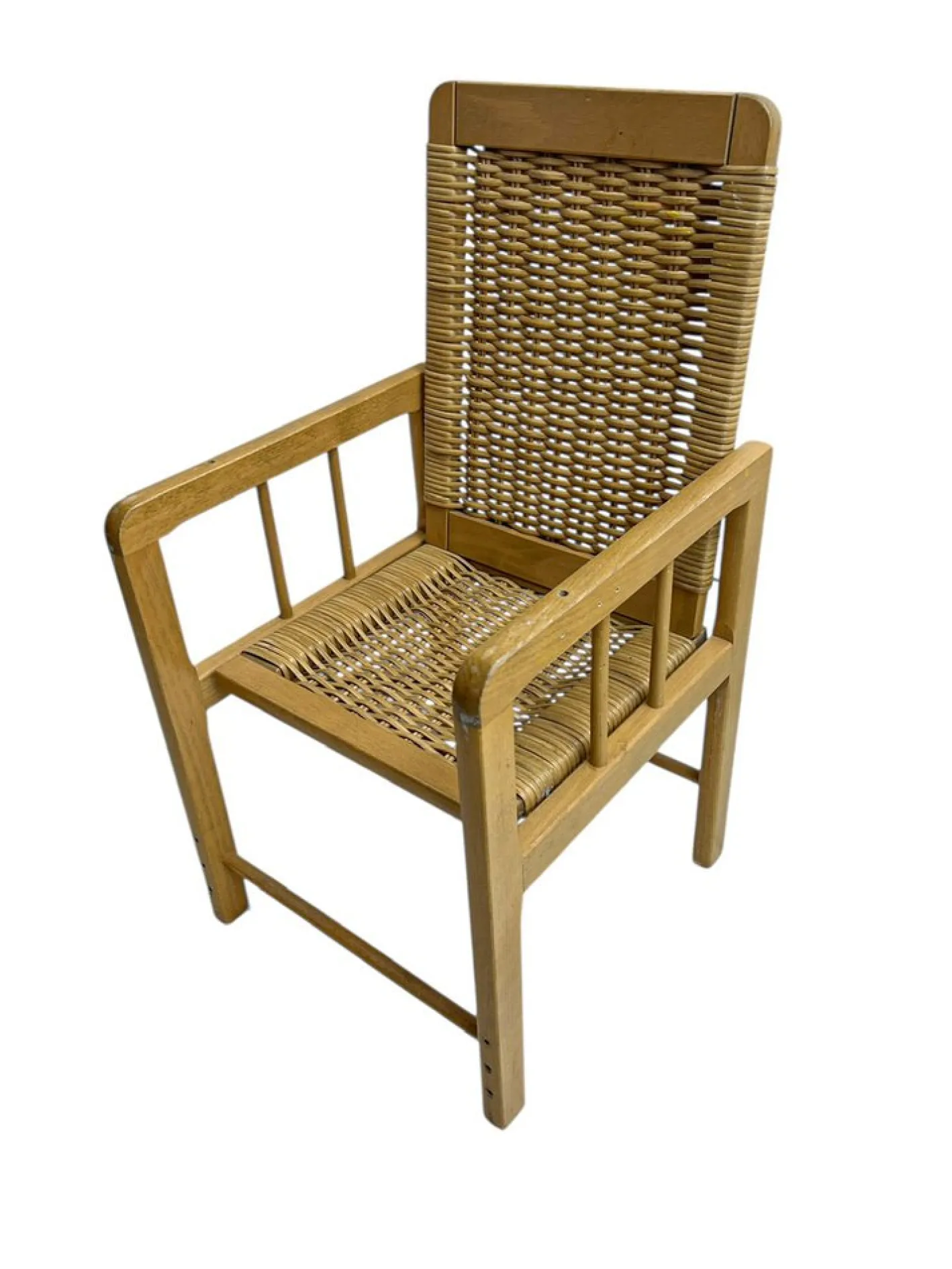 Kinderstuhl aus Holz & Korbgeflecht im skandinavischen Stil, 1970er