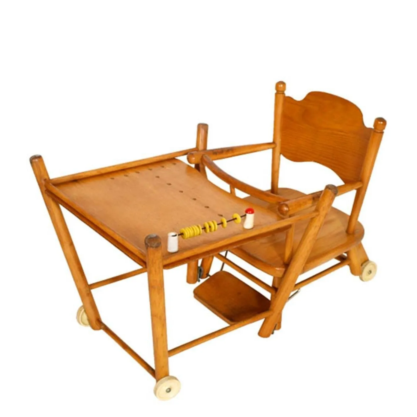 Kinderstuhl mit Tisch aus Buche, 1960er