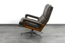 King Stuhl aus Braunem Leder von André Vandenbeuck für Strässle, 1960er