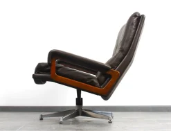 King Stuhl aus Braunem Leder von André Vandenbeuck für Strässle, 1960er