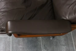 King Stuhl aus Braunem Leder von André Vandenbeuck für Strässle, 1960er
