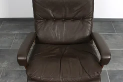 King Stuhl aus Braunem Leder von André Vandenbeuck für Strässle, 1960er