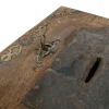 Kirchliche Almosendose aus Bronze und Holz