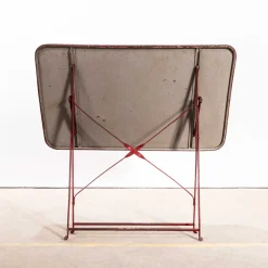 Klappbarer französischer Esstisch aus rotem rechteckigem Metall, 1950er