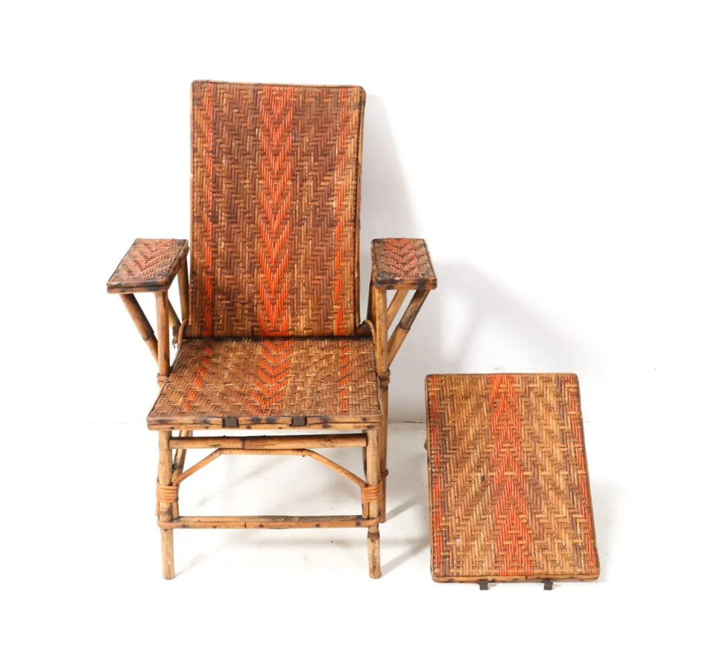 Klappbarer Jugendstil Klappstuhl oder Sessel aus Rattan, 1900er