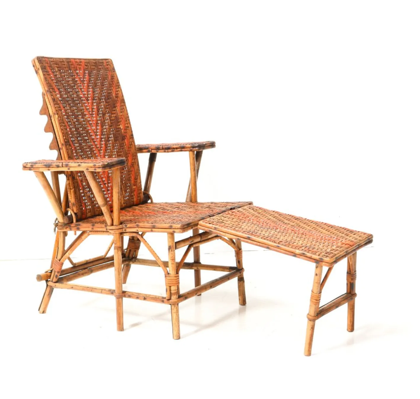 Klappbarer Jugendstil Klappstuhl oder Sessel aus Rattan, 1900er