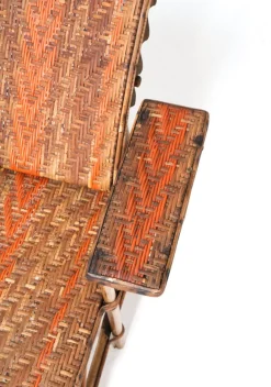 Klappbarer Jugendstil Klappstuhl oder Sessel aus Rattan, 1900er