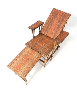 Klappbarer Jugendstil Klappstuhl oder Sessel aus Rattan, 1900er