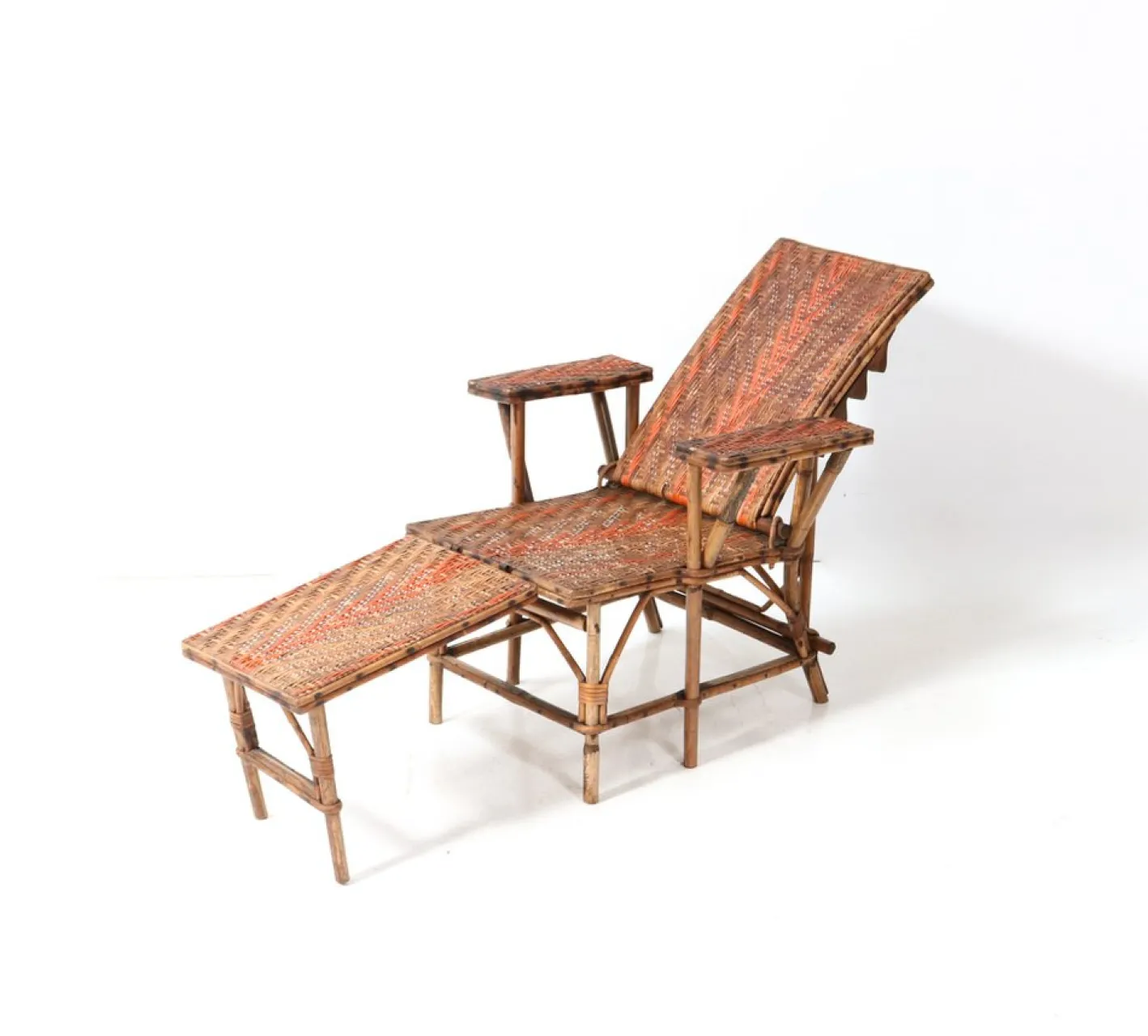 Klappbarer Jugendstil Klappstuhl oder Sessel aus Rattan, 1900er