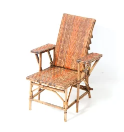 Klappbarer Jugendstil Klappstuhl oder Sessel aus Rattan, 1900er