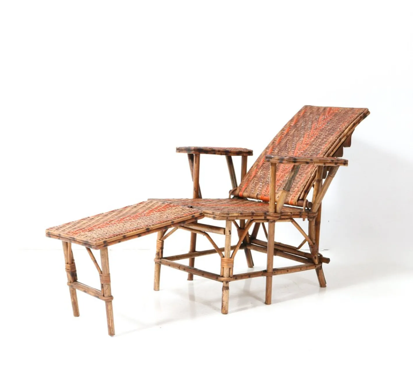 Klappbarer Jugendstil Klappstuhl oder Sessel aus Rattan, 1900er
