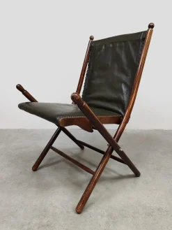 Klappbarer Vintage Ledersessel von Leren Klapstoel, 1950