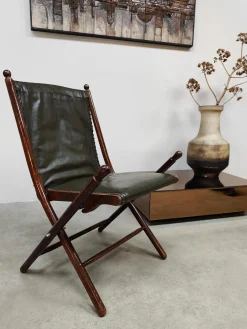 Klappbarer Vintage Ledersessel von Leren Klapstoel, 1950