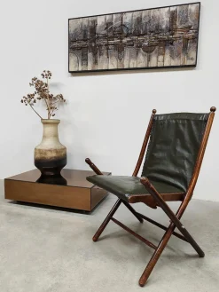 Klappbarer Vintage Ledersessel von Leren Klapstoel, 1950