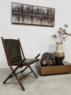 Klappbarer Vintage Ledersessel von Leren Klapstoel, 1950