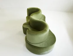 Kleeblatt Sofa aus grünem Prada Samt von Verner Panton für Verpan, Denmark, 2000er, 2er Set