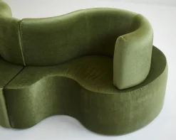 Kleeblatt Sofa aus grünem Prada Samt von Verner Panton für Verpan, Denmark, 2000er, 2er Set