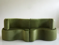 Kleeblatt Sofa aus grünem Prada Samt von Verner Panton für Verpan, Denmark, 2000er, 2er Set
