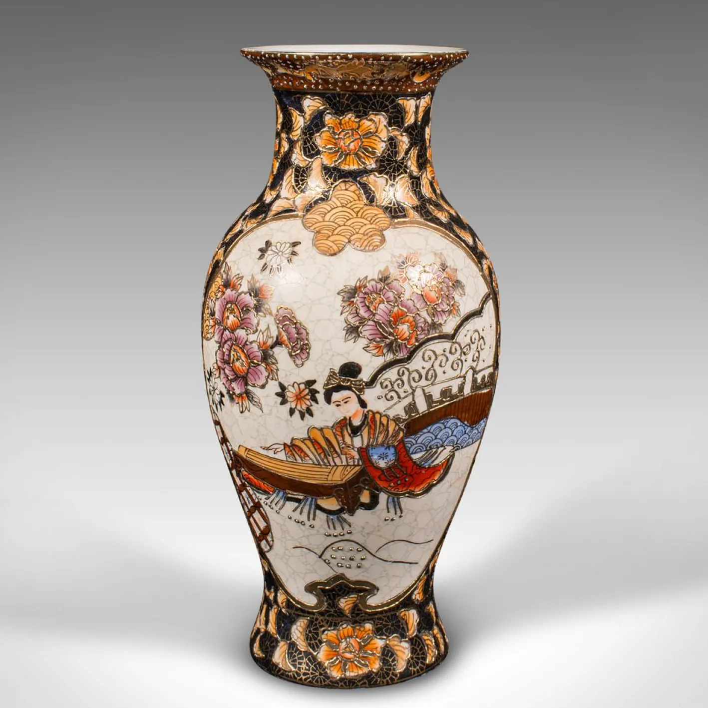 Kleine chinesische Vintage Satsuma Vase aus Keramik & Baluster Urne, 1960er