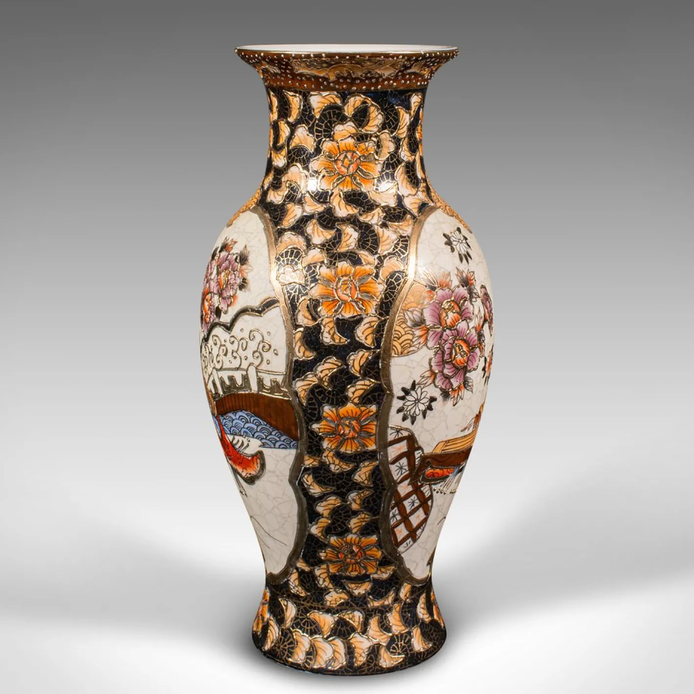 Kleine chinesische Vintage Satsuma Vase aus Keramik & Baluster Urne, 1960er