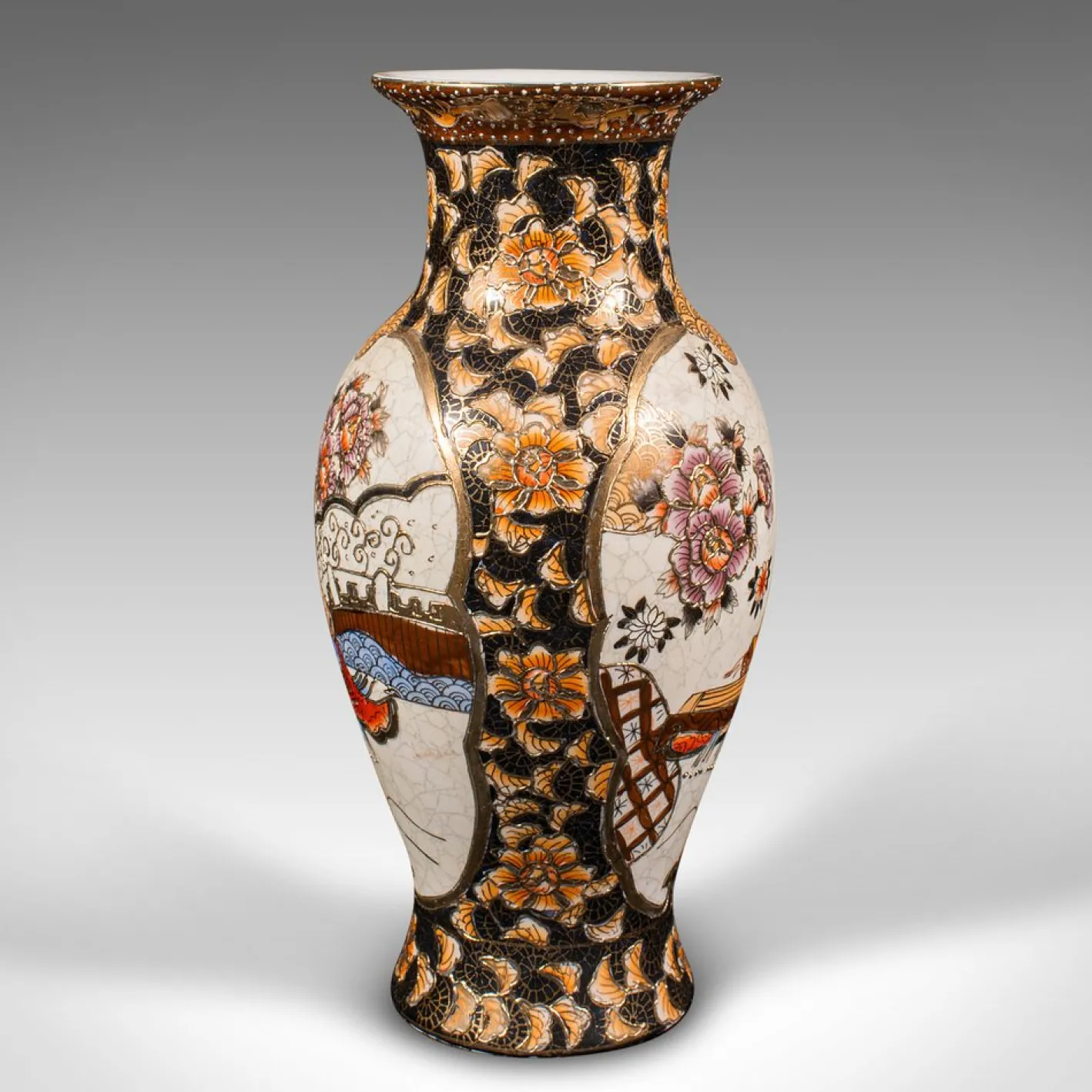 Kleine chinesische Vintage Satsuma Vase aus Keramik & Baluster Urne, 1960er