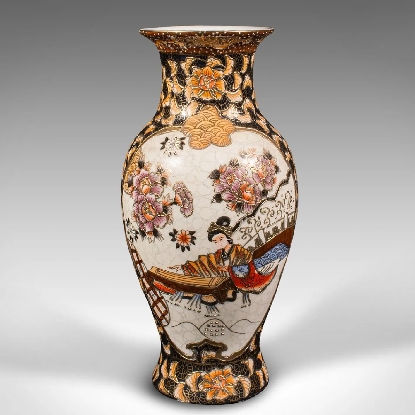Kleine chinesische Vintage Satsuma Vase aus Keramik & Baluster Urne, 1960er