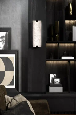 Kleine glänzende schwarze Kinkairo Wandlampe von Alabastro Italiano