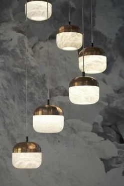 Kleine Hängelampe aus Kupfer von United Alabaster