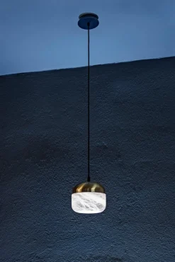 Kleine Hängelampe aus Kupfer von United Alabaster