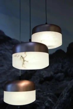 Kleine Hängelampe aus Kupfer von United Alabaster