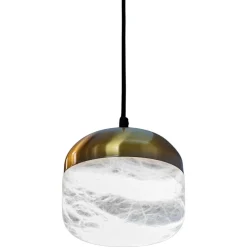 Kleine Hängelampe aus Kupfer von United Alabaster