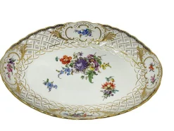 Kleine Ovale durchbrochene Meissener Porzellanschale, 1920er