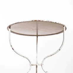 Kleiner französischer Gueridon Tisch aus weißem Metall, 1950er