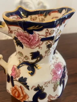 Kleiner handbemalter Masons Ironstone Krug und Schale, 1920er, 2er Set