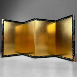 Kleiner japanischer Byōbu Klappschirm in Goldfarbe, 1970er