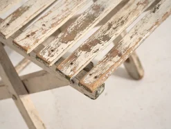 Kleiner Vintage Klappstuhl in Weiß, 1950