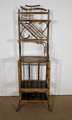 Kleines asiatisches Wandregal aus Bambus mit Dekor, 1920, 3er Set