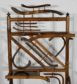 Kleines asiatisches Wandregal aus Bambus mit Dekor, 1920, 3er Set