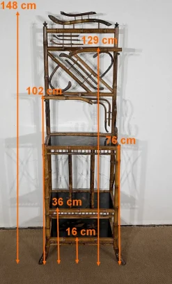 Kleines asiatisches Wandregal aus Bambus mit Dekor, 1920, 3er Set