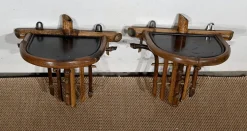 Kleines asiatisches Wandregal aus Bambus mit Dekor, 1920, 3er Set