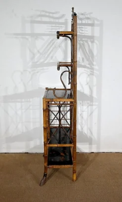 Kleines asiatisches Wandregal aus Bambus mit Dekor, 1920, 3er Set