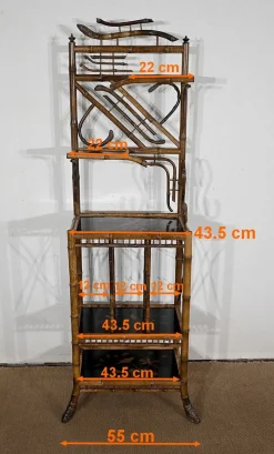Kleines asiatisches Wandregal aus Bambus mit Dekor, 1920, 3er Set