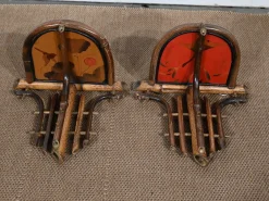 Kleines asiatisches Wandregal aus Bambus mit Dekor, 1920, 3er Set