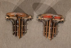 Kleines asiatisches Wandregal aus Bambus mit Dekor, 1920, 3er Set