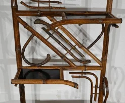 Kleines asiatisches Wandregal aus Bambus mit Dekor, 1920, 3er Set