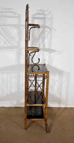 Kleines asiatisches Wandregal aus Bambus mit Dekor, 1920, 3er Set