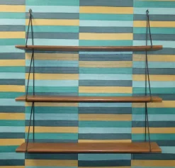Kleines Vintage String Regal aus Holz, 1960er