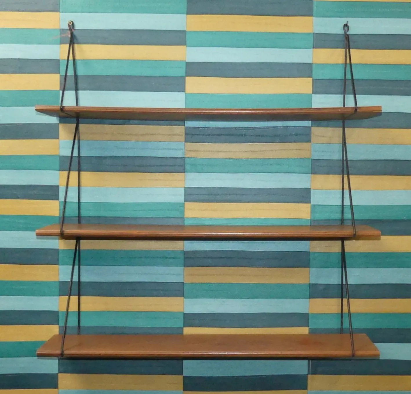 Kleines Vintage String Regal aus Holz, 1960er