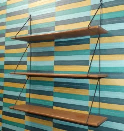 Kleines Vintage String Regal aus Holz, 1960er