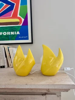 Knallgelbe Pop Tischlampen, 1980, 2er Set